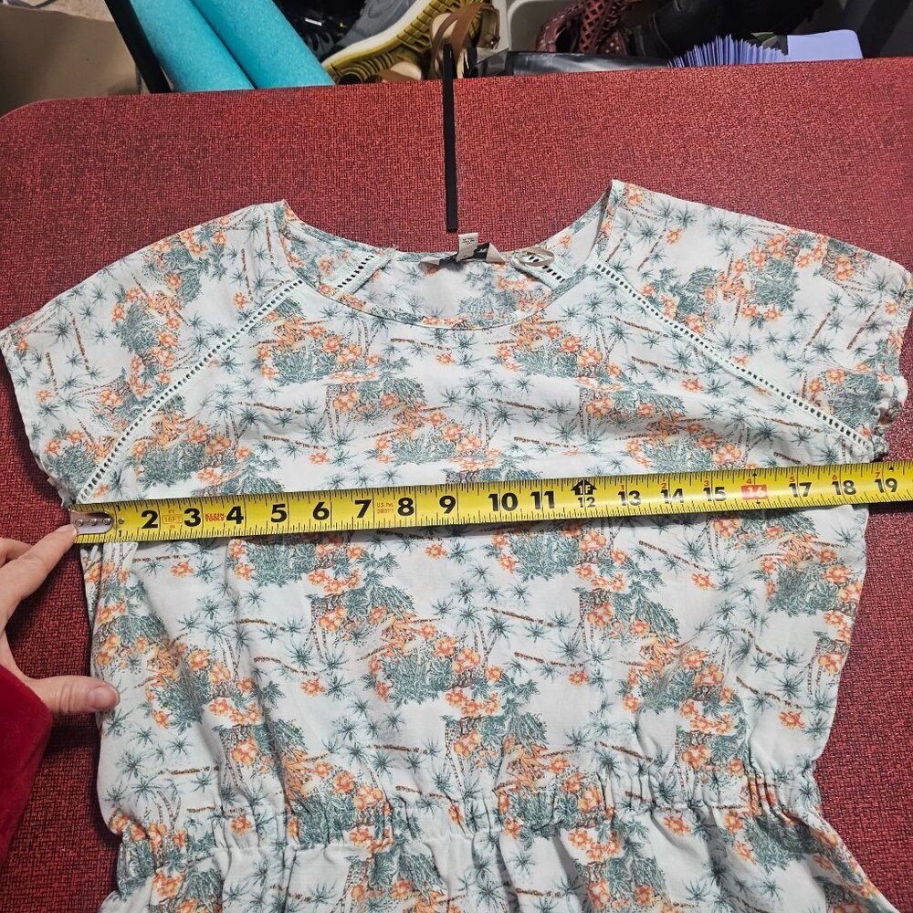 Toad&Co Short Sleeve Blouson Top M Floral Print‎ Lightweight Cottagecore Prairie - Picture 9 of 11